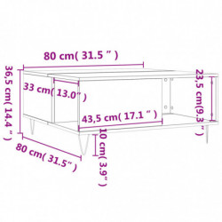 Couchtisch Räuchereiche 80x80x36,5 cm Holzwerkstoff