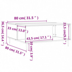 Couchtisch Braun Eichen-Optik 80x80x36,5 cm Holzwerkstoff