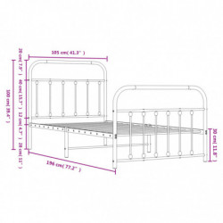 Bettgestell mit Kopf- und Fußteil Metall Schwarz 100x190 cm