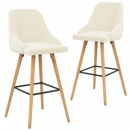 Barhocker 2 Stk. Creme Samt