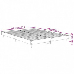 Bettgestell Betongrau 135x190 cm Holzwerkstoff