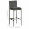 Garten-Barhocker mit Kissen 4 Stk. Grau Poly Rattan