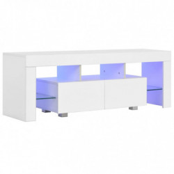 TV-Schrank mit LED-Leuchten Hochglanz-Weiß 130x35x45 cm