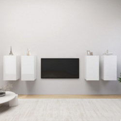 TV-Schränke 4 Stk. Hochglanz-Weiß 30,5x30x60 cm Holzwerkstoff