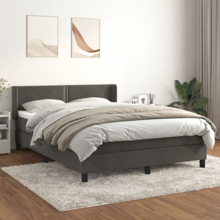 Boxspringbett mit Matratze Dunkelgrau 140x190 cm Samt