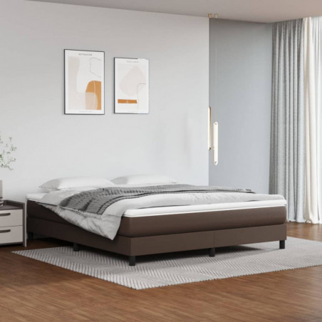 Boxspringbett mit Matratze Braun 180x200 cm Kunstleder