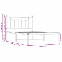 Bettgestell mit Kopfteil Metall Weiß 107x203 cm