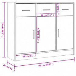 Sideboard Räuchereiche 91x28x75 cm Holzwerkstoff