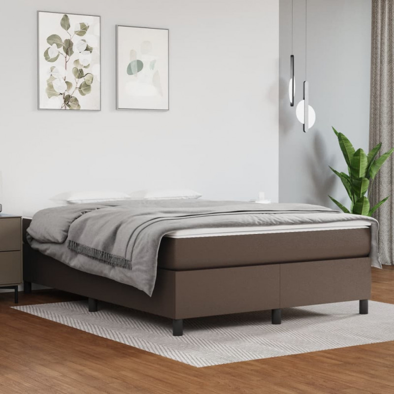 Boxspringbett Braun 140x190 cm Kunstleder