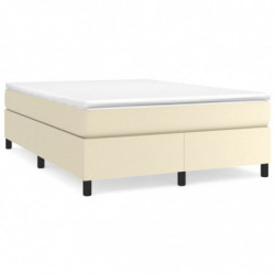 Boxspringbett Creme 140x190 cm Kunstleder