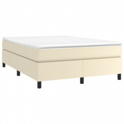 Boxspringbett Creme 140x190 cm Kunstleder