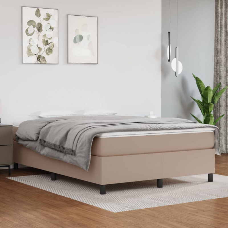 Boxspringbett Cappuccino-Braun 140x190 cm Kunstleder