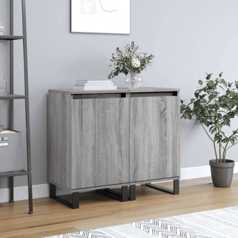 Sideboards 2 Stk. Grau Sonoma 40x35x70 cm Holzwerkstoff