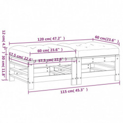 Gartenhocker mit Kissen 2 Stk. Massivholz Kiefer