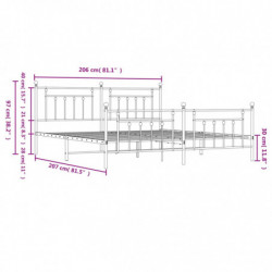 Bettgestell mit Kopf- und Fußteil Metall Schwarz 200x200 cm