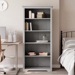Bücherregal BODO Grau 80x38x180 cm Massivholz Kiefer 5 Fächer