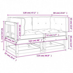 Ecksofas mit Kissen 2 Stk. Massivholz Douglasie