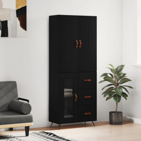 Highboard Schwarz 69,5x34x180 cm Holzwerkstoff