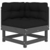 Ecksofas mit Kissen 2 Stk. Grau Massivholz Kiefer