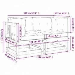 Ecksofas mit Kissen 2 Stk. Grau Massivholz Kiefer