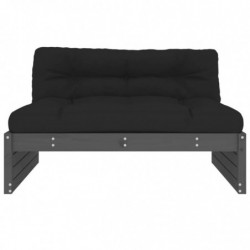 Mittelsofa Grau 120x80 cm Massivholz Kiefer