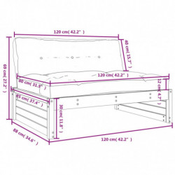 Mittelsofa Grau 120x80 cm Massivholz Kiefer