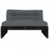 Mittelsofa Schwarz 120x80 cm Massivholz Kiefer