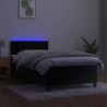 Boxspringbett mit Matratze & LED Schwarz 90x190 cm Samt