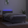 Boxspringbett mit Matratze & LED Hellgrau 90x190 cm Samt