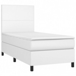 Boxspringbett mit Matratze & LED Weiß 80x200 cm Kunstleder