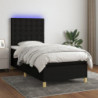 Boxspringbett mit Matratze & LED Schwarz 90x190 cm Stoff