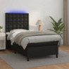 Boxspringbett mit Matratze & LED Schwarz 90x200 cm Kunstleder