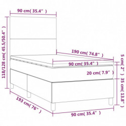 Boxspringbett mit Matratze & LED Grau 90x190 cm Kunstleder