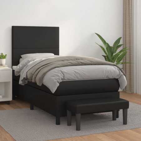 Boxspringbett mit Matratze Schwarz 80x200 cm Kunstleder