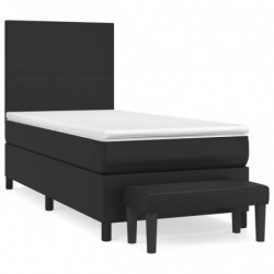 Boxspringbett mit Matratze Schwarz 80x200 cm Kunstleder