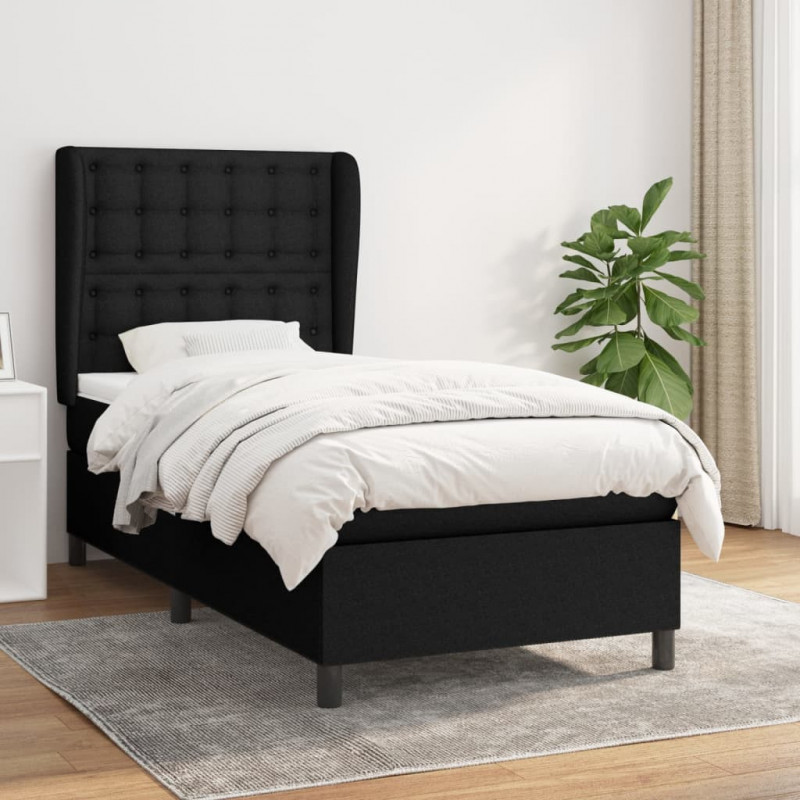 Boxspringbett mit Matratze Schwarz 90x190 cm Stoff