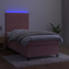 Boxspringbett mit Matratze & LED Rosa 100x200 cm Samt