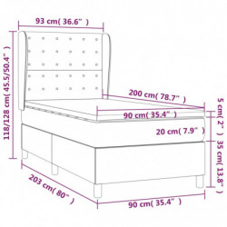 Boxspringbett mit Matratze Weiß 90x200 cm Kunstleder