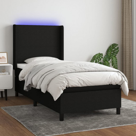 Boxspringbett mit Matratze & LED Schwarz 90x190 cm Stoff