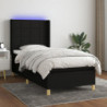 Boxspringbett mit Matratze & LED Schwarz 90x190 cm Stoff