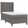 Boxspringbett mit Matratze & LED Grau 90x200 cm Kunstleder