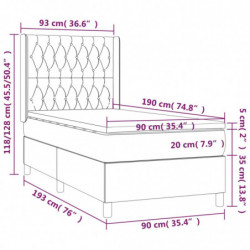 Boxspringbett mit Matratze & LED Dunkelgrau 90x190 cm Samt