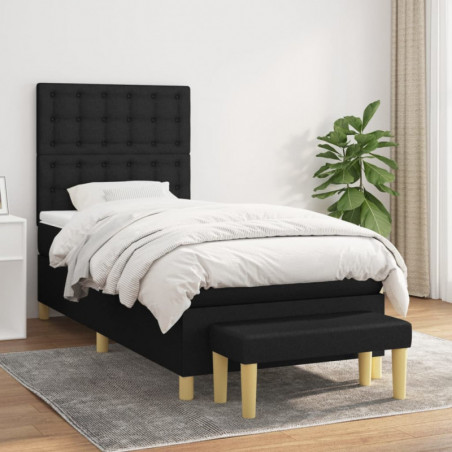 Boxspringbett mit Matratze Schwarz 90x190 cm Stoff