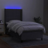 Boxspringbett mit Matratze & LED Dunkelgrau 90x190 cm Stoff