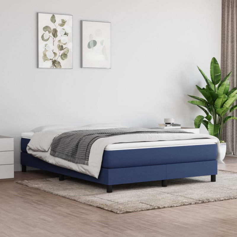 Boxspringbett mit Matratze Blau 160x200 cm Stoff