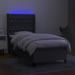 Boxspringbett mit Matratze & LED Dunkelgrau 90x190 cm Stoff