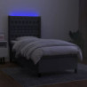 Boxspringbett mit Matratze & LED Dunkelgrau 90x190 cm Stoff