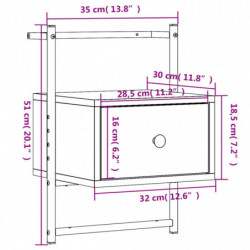 Wand-Nachttisch Räuchereiche 35x30x51 cm Holzwerkstoff