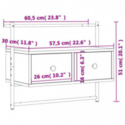 TV-Wandschrank Schwarz 60,5x30x51 cm Holzwerkstoff