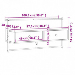 TV-Wandschrank Braun Eiche 100,5x30x51 cm Holzwerkstoff